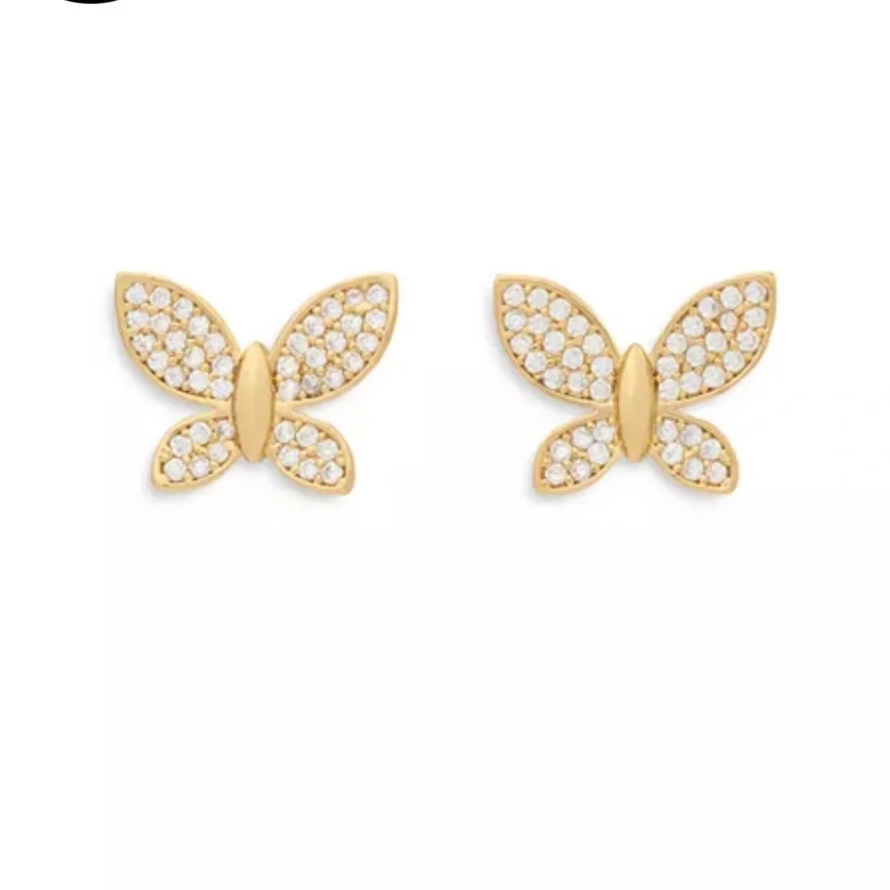 kate spade new york Pavé Butterfly Stud Earrings in Gold Tone‎ NWT